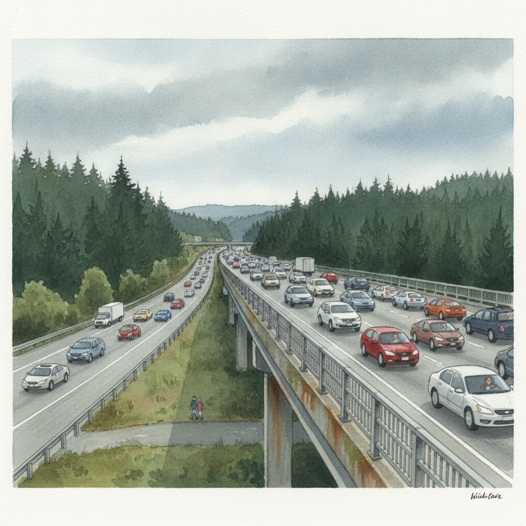 Langford's mayor stands on an overpass with a clicker, counting cars until his thumb gives out