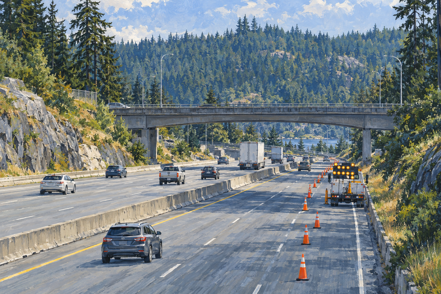 A northbound lane of the Trans-Canada closes Monday in View Royal